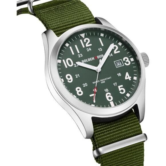 Mens Military Watch Nylon Strap Easy Read Dial Waterproof Glow in Dark - Picture 2 of 7